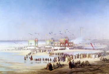 1869年11月17日、皇后ウジェニー（1826-1920）によるスエズ運河の就任式